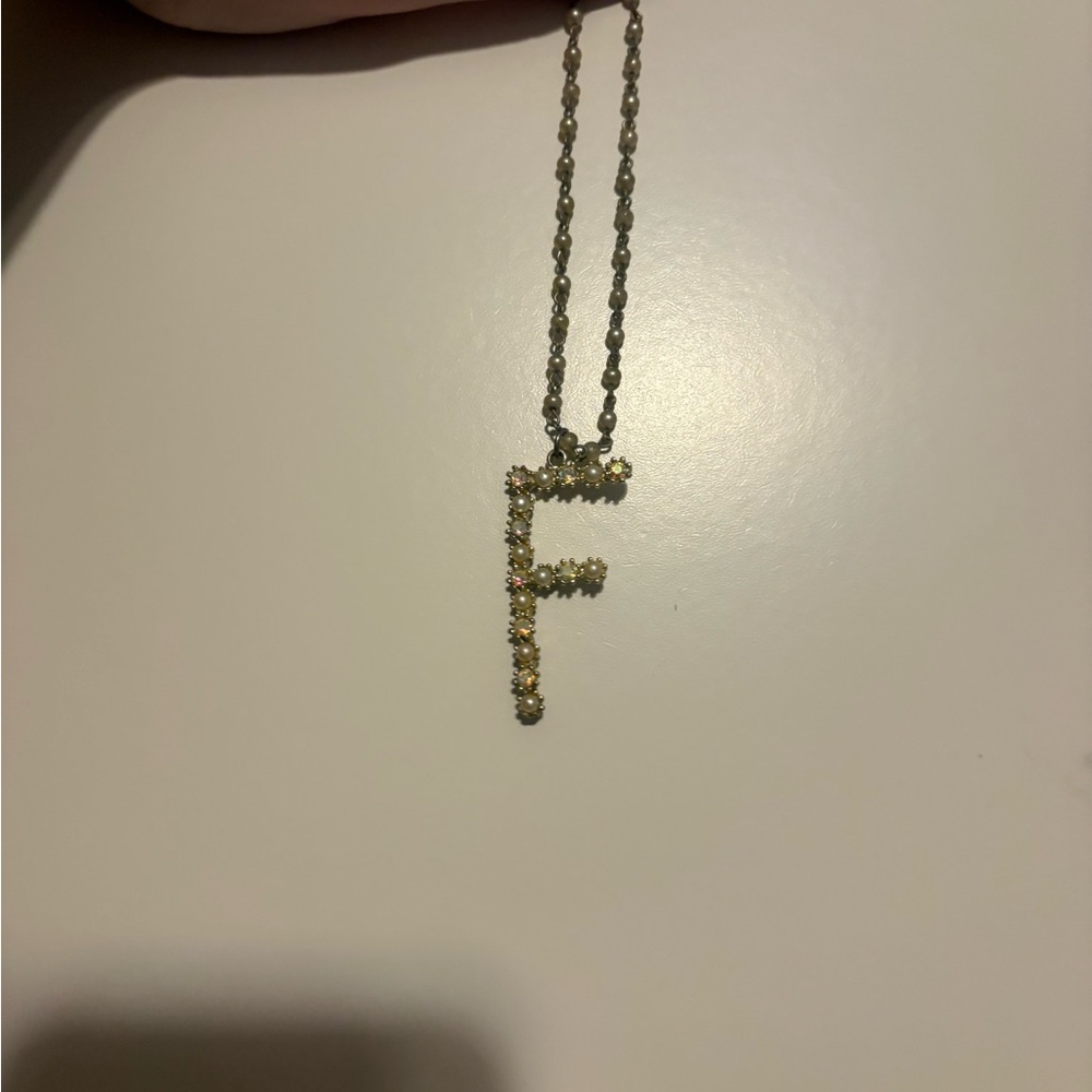 Gold Initial 'F' Pendant Necklace